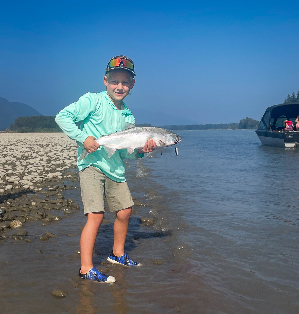 Dawson Karpinski with a catch on the Fraser River.
